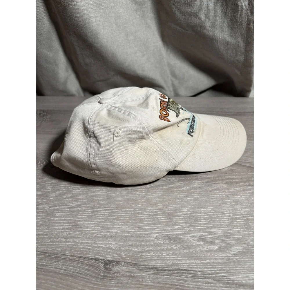 Born to Fish Forced to Work Bass Fishing Hat Embroidered Off White Dad Cap